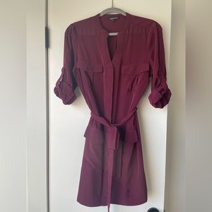 Express Cuffed Shirtdress (Burgandy/Purple) / Size Medium